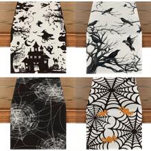 Árvore fantasma preta e branca, teia de aranha, caminho de mesa de Halloween de corvo, decoração de mesa de cozinha de outono, adequada para casa de fazenda, casa, feriado, festa, aniversário, casamento e jantar, decoração de Halloween, decoração de casa, festa de Halloween - Multicolorido - Ver 11