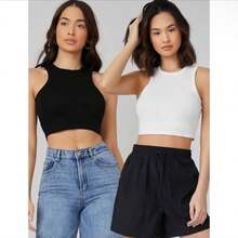 Mesh Simple Casual Tank Top & Shirt CROPPED RIBANA PROMOTION - 白色 - 查看 2
