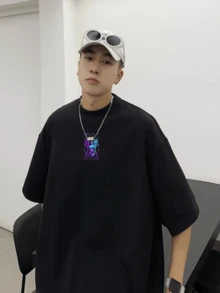Angelic Men's Oversize T-Shirt Streetwear T-Shirt Premium Oversized Shirt 100% Cotton - 鏽棕色 - 查看 2