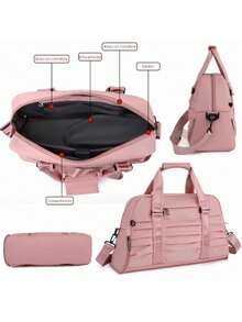 Bolso Mochila Maleta de Viaje Gym Grande Compartimento Zapatos co Aza - Rosa - Ver 8