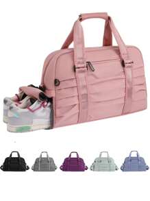 Bolso Mochila Maleta de Viaje Gym Grande Compartimento Zapatos co Aza - Rosa - Ver 2