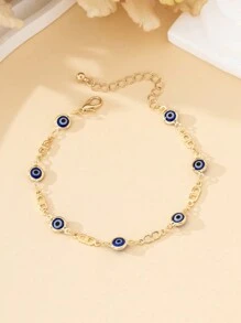 1pc Minimalist Style Gold Evil Eye Design Anklet For Women - Yellow Gold - View 3
