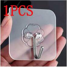 100pcs Super Sticky Transparent Wall Hooks, Removable No Drill Hooks For Kitchen, Bathroom, Bedroom, Living Room, Multi-Function Hooks, Suitable For Party, Christmas, Valentine's Day Decor, Minimalist, Wedding Decor, Boho, Bathroom & Kitchen Accessories, Home Decoration