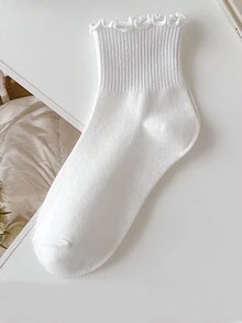 1双清新简约风冬季卷边吸汗防摩擦短筒袜 - 彩色 - 查看 7