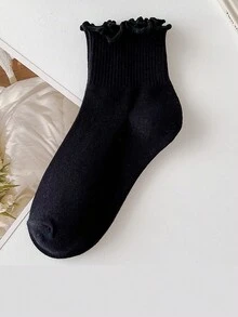 1双清新简约风冬季卷边吸汗防摩擦短筒袜 - 彩色 - 查看 5