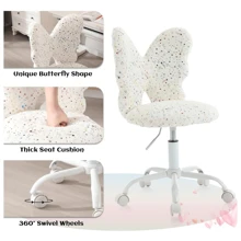 WAHSON OFFICE CHAIRS 1PC Wahson Kids Desk Chair Faux Fur Children Swivel Chair With Backrest, Girls Desk Chair For Bedroom, Pink - White - View 5