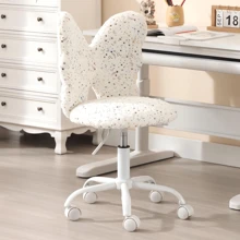 WAHSON OFFICE CHAIRS 1PC Wahson Kids Desk Chair Faux Fur Children Swivel Chair With Backrest, Girls Desk Chair For Bedroom, Pink - White - View 2