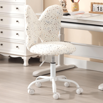 WAHSON OFFICE CHAIRS 1PC Wahson namaakbont kinderbureaustoel kinderdraaistoel met rugleuning, meisjesbureaustoel voor slaapkamer, roze