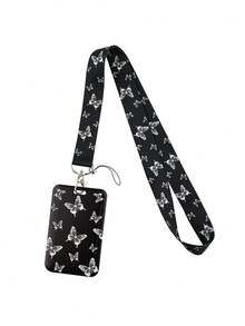 Butterfly Design Lanyard With ID Card Holder, Multi-Function Badge Reel For Bus Pass, Work ID, Campus Card - Multicolor - View 12