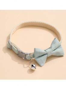 Adjustable Pet Cat Dog Plaid Bowknot Bell Collar, Small Pet Accessories