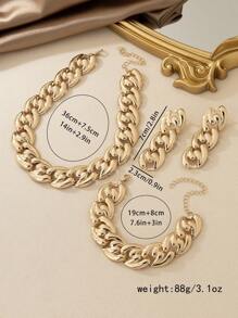 Bộ 3 món phong cách Punk Chic Hip Hop Châu Âu & Mỹ mới năm 2025 gồm dây chuyền dày, vòng tay và bông tai; Bộ dây chuyền tối giản với khóa hình học phóng đại xuyên biên giới Châu Âu & Mỹ. - bộ trang sức - Xem 8
