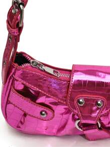 Dedoo Bộ 3 túi xách nữ dây rút thời trang mùa hè 2025, kiểu dáng xô, đính đinh tán, túi đeo chéo bản rộng, có dây đeo rộng, dùng cho xe máy. - Hồng - Xem 9