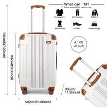 Lightweight ABS Trolley Case With Combination Lock And 4 Wheels For Business Travel Men & Women 19 Inch Carry On Cabin Suitcase 24 Inch And 28 Inch Check-In Luggage - White - View 7