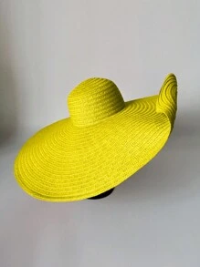 1pc Women's Large Brim Solid Color Sun Hat, Breathable And Comfortable, For Fishing, Cycling, Outdoor & Beach Use During Summer