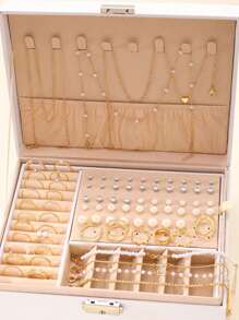 83 件时尚优雅仿珍珠方晶锆石心形首饰套装包括戒指、耳环、项链、手链，适合女孩节日、派对、日常佩戴（无盒）