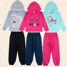 6-Piece Winter Sweatshirt Kit For Girls, 3 Coats + 3 Pants, Sizes 1 To 14 - Nhiều màu - Xem 2