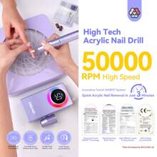 SAVILAND SAVILAND Taladro de uñas de 50000RPM para acrílico: juego de taladro eléctrico profesional de alta tecnología 2024 de extracción rápida, batería recargable de 6000mAh, máquina de taladro profesional, brocas, limas y herramientas de manicura y pedicura para salón