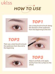 ukiss Gel Browcara, Eyebrow Mascara,  Quickly Fixing Natural Eyebrow Makeup With Care Effect,Tinted, Volumizing, Light And Smooth, Long-Lasting , Quick Drying, Waterproof And Sweatproof, Eyes Makeup - 06# Hồng Nâu - Xem 7