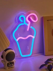CHI-BUY 1 pieza Nuevo letrero de neón LED de iluminación decorativa, incluye sombrero rosa, gato rosa "Shhhh", mariposa rosa, cabeza de gato, pata rosa en espejo, flor azul en espejo, taza de bebida, señal de neón LED blanca cálida con corazón doble, para decoración de pared de boda interior, alimentado por USB de 5V, adecuado para dormitorio, sala de estar