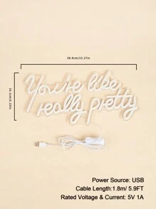 Chi-Buy 你真漂亮 LED 霓虹灯壁挂家居装饰灯字母夜灯 USB 供电生日派对装饰标志 - 粉色 - 查看 3
