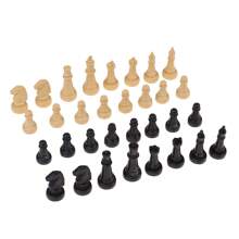 1 set 32 piezas de ajedrez plásticas internacionales (excluyendo el tablero de ajedrez), accesorios de ajedrez para juego, fiesta, juego de mesa - Blanco y Negro - Ver 1