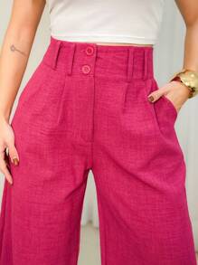 Social Stone Mode Linen Tailor Pantalona Pants - Violet Purple - View 5