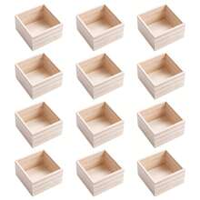 6 piezas Cajas de madera rústicas de 4 pulgadas x 4 pulgadas, cajas artesanales para coleccionables, decoración del hogar, suculentas - Beis - Ver 7