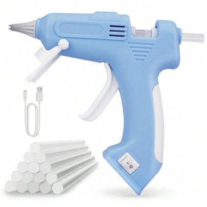 Akku Heißklebepistole, aufladbare Heißklebepistole mit 2000mAh Akku, 7mm*15 Klebstoffsticks, perfekt für Heimwerken, Handarbeit & Reparaturen