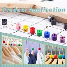 Bộ 100 Móc Treo Áo Sizer Thẻ Nhựa May Kích Thước Bút Đánh Dấu Thẻ Nhẫn Cho Cửa Hàng Quần Áo Store Móc Treo XS S M L XL 3XL-5XL Màu Sắc Ngẫu Nhiên - Nhiều màu - Xem 1