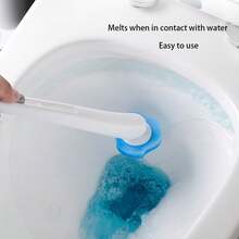 1件一次性马桶刷套装长柄清洁刷带可更换刷头含浓缩清洁液家用浴室马桶清洁套装带支架浴室配件套装 - 彩色 - 查看 8