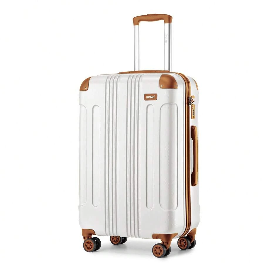 Lightweight ABS Trolley Case With Combination Lock And 4 Wheels For Business Travel Men & Women 19 Inch Carry On Cabin Suitcase 24 Inch And 28 Inch Check-In Luggage - White - View 1