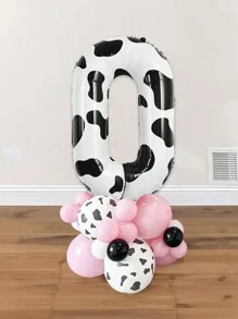 21 件/套奶牛场生日派对气球装饰，40 英寸（101.6 厘米）数字 0-9 生日周年纪念气球套装，奶牛印花气球，生日农舍装饰，牛仔主题数字气球，谷仓装饰，圣诞节 - 彩色 - 查看 17