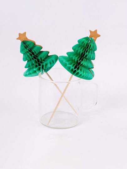 12/16/20/24/30pcs Christmas Tree Shaped Cocktail Decoration Sticks, Stir Sticks, Dessert Cake Fruit Toothpicks, Watermelon Umbrella Toothpicks,Christmas Gifts,Merry Christmas, For Outdoor, Camping