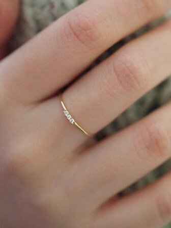 BALMORA 1 件装纯银 S925 银复古简约三锆金指环女友日常生活生日友谊珠宝礼物