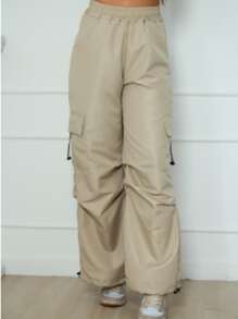 Parachute Cargo Pants - Màu be - Xem 3