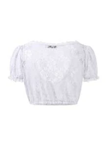 Women's Bavarian Oktoberfest Costume Traditional Dirndl Blouse Beer Garden Crop Top Beer Girl Costume - White - View 3