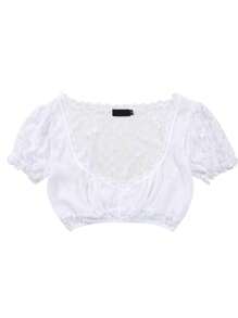 Women's Bavarian Oktoberfest Costume Traditional Dirndl Blouse Beer Garden Crop Top Beer Girl Costume - White - View 4