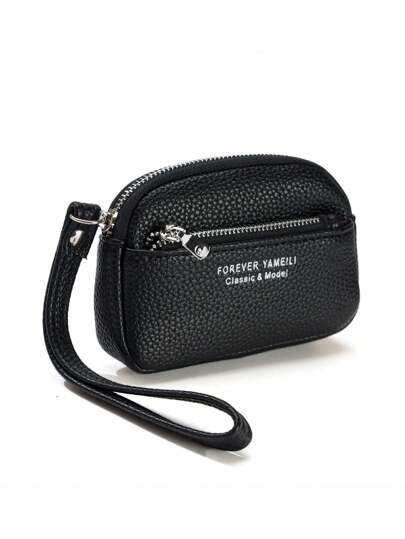 Nuevo diseño de cartera pequeña de mujer de piel sintética PU. Tarjetero de 2 en 1 con llavero para estudiantes. Cartera mini, cartera monedero, cartera de muñeca