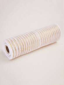 1pc Hollow Out Gold Wire DIY Grid Ribbon, Christmas Wedding Party Tulle Xmas Tree Home Decor Ribbon, Christmas Birthday Party New Year Decoration Gold Wire Net Ribbon,Christmas