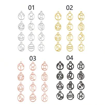 12pcs/Pack 12 Zodiac Sign Charms For DIY Jewelry Making Accessories