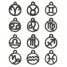12pcs/Pack Zodiac Sign Charm For DIY Jewelry Making