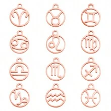 12pcs/Pack Zodiac Sign Charm For DIY Jewelry Making