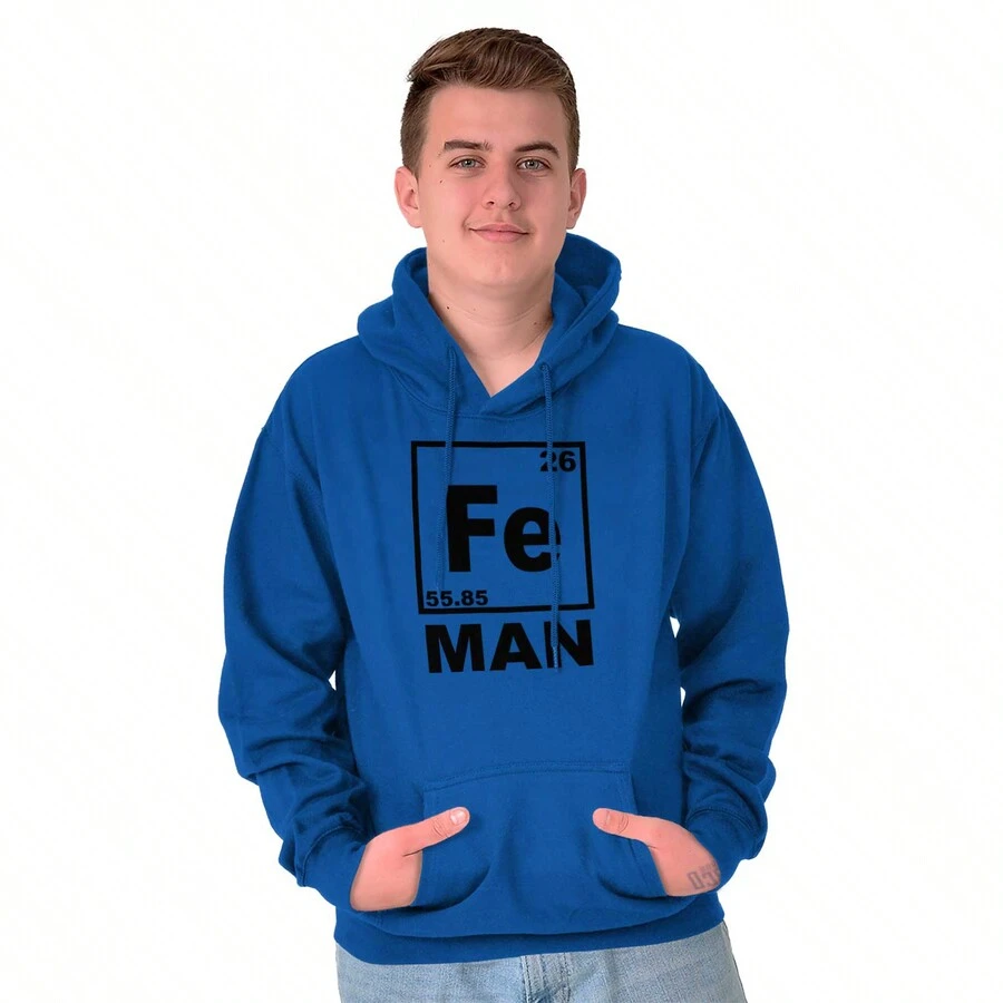 Fe Iron Science Elements Superhero Hoodie Sweatshirt Men