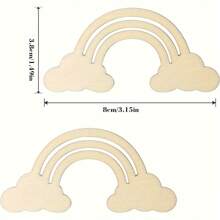 20 piezas Nubes de madera sin terminar, decoración con tema de arcoíris y espacio, adecuado para boda, cumpleaños y fiesta cósmica - Multicolor - Ver 7