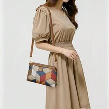 Multicolor Patchwork Pattern Cross-Body Sling Bag, Fashionable Small Shoulder Bag For Shopping And Daily Use - Multicolor - View 2