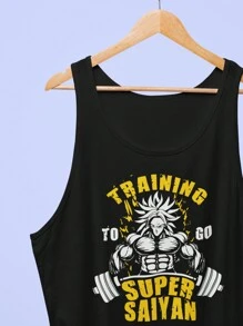 Playera sin Mangas Tank Top Para Caballero Diseño de Anime Gym, Gimnasio, Ejercico - Negro - Ver 2
