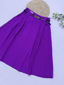 Midi Skirt With Belt And Pocket - Rose Red - View 2