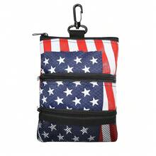 Golf Pouch Bag For Valuables Tee Color With 4 Golf Pencil Pack, Zippered Pocket Gear Clip Hook To Bag - Flag - View 1