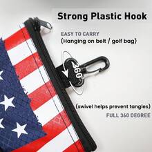 Golf Pouch Bag For Valuables Tee Color With 4 Golf Pencil Pack, Zippered Pocket Gear Clip Hook To Bag - Flag - View 2