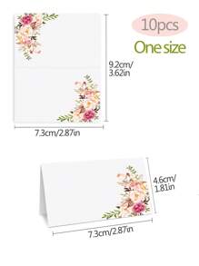 10pcs Place Cards, Floral, Tented Blank Table Place Cards For Weddings, Banquets, Dinner Parties, Scored For Easy Folding - Multicolor - View 6